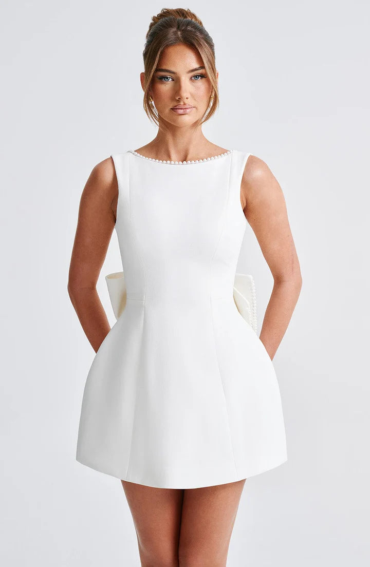 AMÉLIE | Pearl-Adorned A-Line Dress