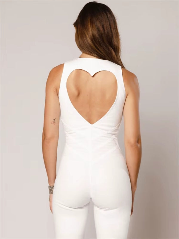 White Sculpting Jumpsuit – Modern, figure-hugging design for a confident look.