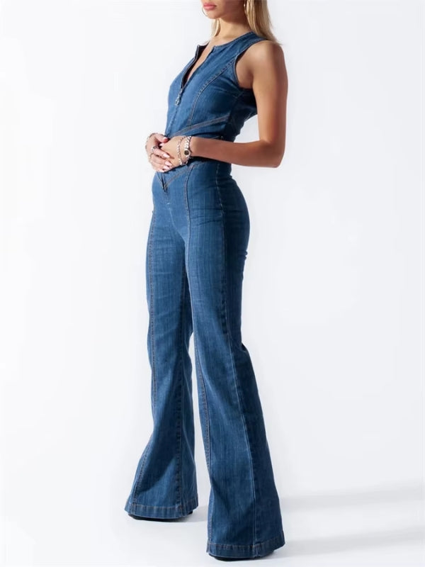 Isabella Jumpsuit Blue – Signature heart-shaped back design for a bold yet sophisticated touch.