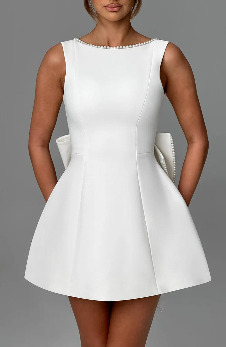 AMÉLIE | Pearl-Adorned A-Line Dress
