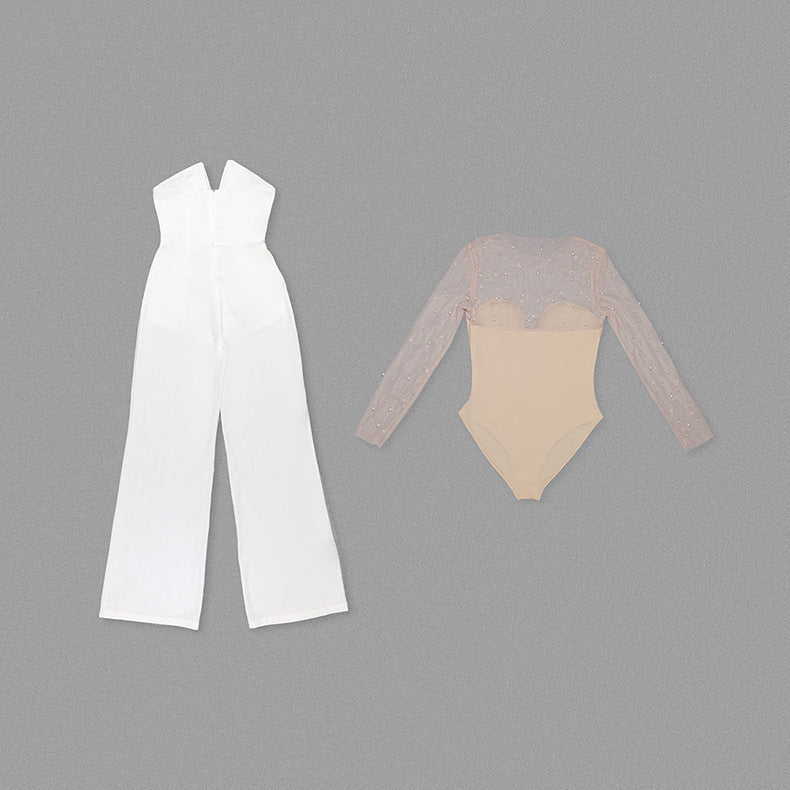 Isabella – Sculpted Pearl-Illusion Two-Piece Jumpsuit