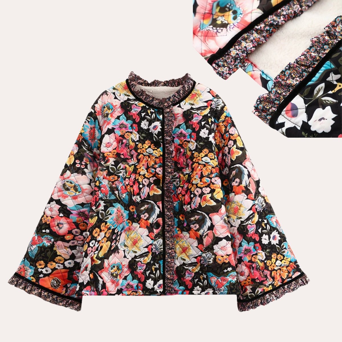 Elise - Flower Print Jacket - FASHION CHAFRA